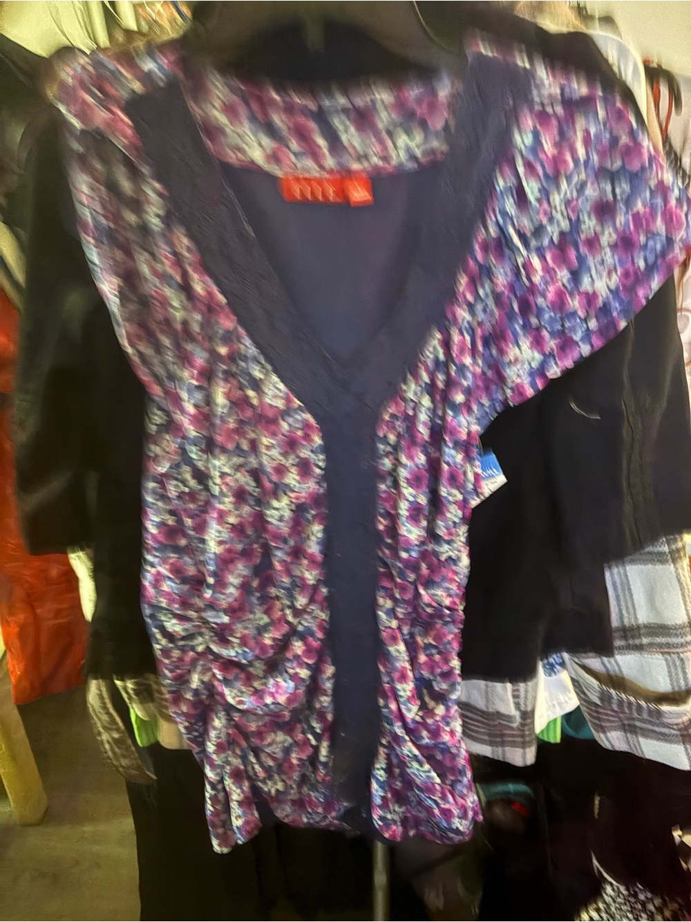 Elle Purple Floral V-Neck Blouse